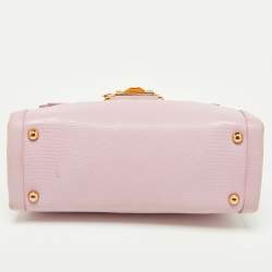Pre Owned Dolce & Gabbana Pink Lizard Embossed Leather Lucia Top Handle Bag