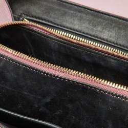 Pre Owned Dolce & Gabbana Pink Lizard Embossed Leather Lucia Top Handle Bag