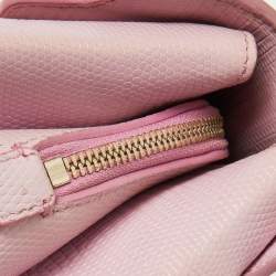 Pre Owned Dolce & Gabbana Pink Lizard Embossed Leather Lucia Top Handle Bag