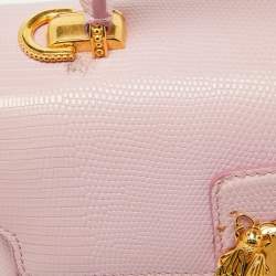 Pre Owned Dolce & Gabbana Pink Lizard Embossed Leather Lucia Top Handle Bag