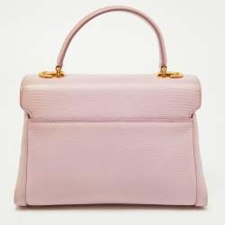 Pre Owned Dolce & Gabbana Pink Lizard Embossed Leather Lucia Top Handle Bag