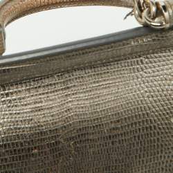 Pre Owned حقيبة يد علوية دولتشي أند غابانا ميس سيسيلي جلد نقشة الإغوانا بني يد علوية صغيرة