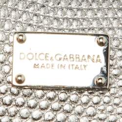 Pre Owned حقيبة يد علوية دولتشي أند غابانا ميس سيسيلي جلد نقشة الإغوانا بني يد علوية صغيرة