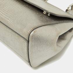 Pre Owned حقيبة يد علوية دولتشي أند غابانا ميس سيسيلي جلد نقشة الإغوانا بني يد علوية صغيرة