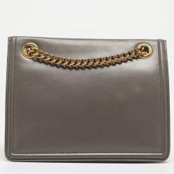 Pre Owned Dolce & Gabbana Grey Leather Devotion Chain Shoulder Bag