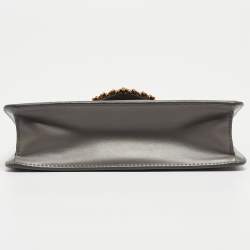 Pre Owned Dolce & Gabbana Grey Leather Devotion Chain Shoulder Bag