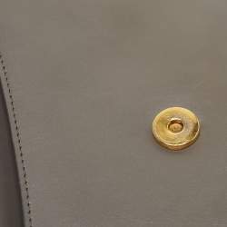 Pre Owned Dolce & Gabbana Grey Leather Devotion Chain Shoulder Bag