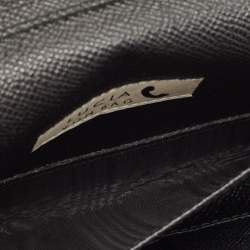 Pre Owned Dolce & Gabbana Black Lizard Embossed Leather Lucia Wallet on Chain