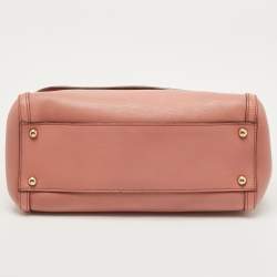 Pre Owned Dolce & Gabbana Old Rose Leather Medium Embellished Sicily Top Handle Bag