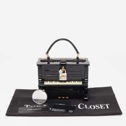Dolce & Gabbana Black/White Acrylic and Watersnake Leather Piano Box Top Handle Bag
