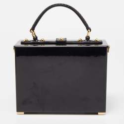 Dolce & Gabbana Black/White Acrylic and Watersnake Leather Piano Box Top Handle Bag