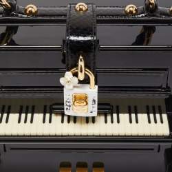 Dolce & Gabbana Black/White Acrylic and Watersnake Leather Piano Box Top Handle Bag