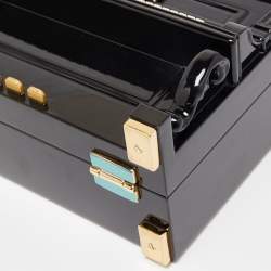 Dolce & Gabbana Black/White Acrylic and Watersnake Leather Piano Box Top Handle Bag