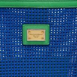 Pre Owned Dolce & Gabbana Green/Blue Perforated Leather Shopper Tote