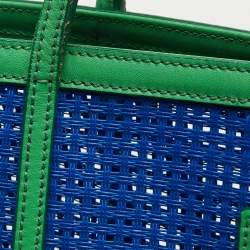Pre Owned Dolce & Gabbana Green/Blue Perforated Leather Shopper Tote