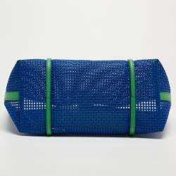 Pre Owned Dolce & Gabbana Green/Blue Perforated Leather Shopper Tote