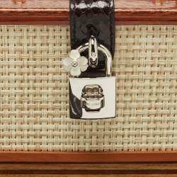 Pre Owned Dolce & Gabbana Black/Brown Wood and Snakeskin Radio Box Top Handle Bag