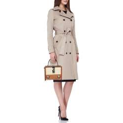 Pre Owned Dolce & Gabbana Black/Brown Wood and Snakeskin Radio Box Top Handle Bag