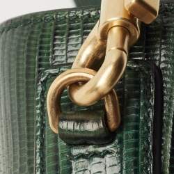 Pre Owned Dolce & Gabbana Green Lizard Embossed Leather Medium Miss Monica Top Handle Bag