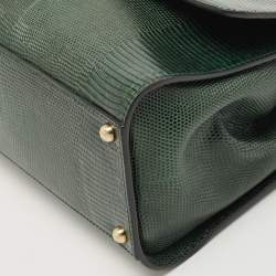 Pre Owned Dolce & Gabbana Green Lizard Embossed Leather Medium Miss Monica Top Handle Bag