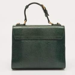 Pre Owned Dolce & Gabbana Green Lizard Embossed Leather Medium Miss Monica Top Handle Bag