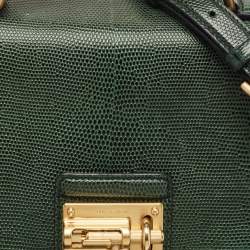 Pre Owned Dolce & Gabbana Green Lizard Embossed Leather Medium Miss Monica Top Handle Bag