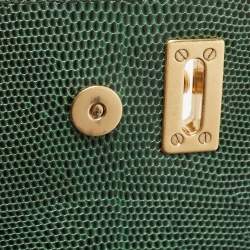 Pre Owned Dolce & Gabbana Green Lizard Embossed Leather Medium Miss Monica Top Handle Bag