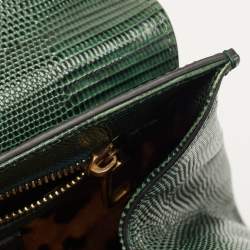 Pre Owned Dolce & Gabbana Green Lizard Embossed Leather Medium Miss Monica Top Handle Bag