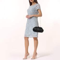 مملوكة مسبقًا Dolce & Gabbana Black Nylon Crystals Embellished Kisslock Chain Clutch