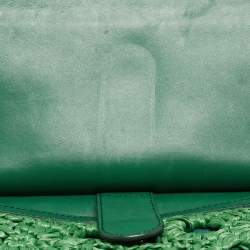 Pre Owned Dolce & Gabbana Green Straw Crochet Large Miss Sicily Top Handle Bag