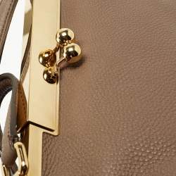 Pre Owned Dolce & Gabbana Beige Leather Frame Hobo