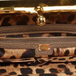 Pre Owned Dolce & Gabbana Beige Leather Frame Hobo