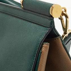 Pre Owned Dolce & Gabbana Green Leather Large Miss Sicily Top Handle Bag