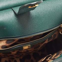 Pre Owned Dolce & Gabbana Green Leather Large Miss Sicily Top Handle Bag