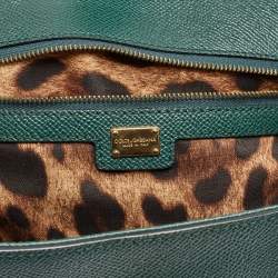 Pre Owned Dolce & Gabbana Green Leather Large Miss Sicily Top Handle Bag