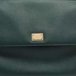 Pre Owned Dolce & Gabbana Green Leather Large Miss Sicily Top Handle Bag