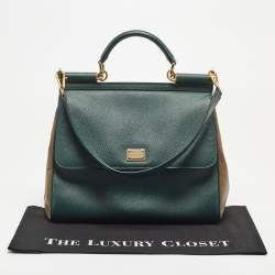 Pre Owned Dolce & Gabbana Green Leather Large Miss Sicily Top Handle Bag