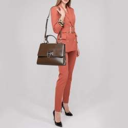 Pre Owned Dolce & Gabbana Brown Leather Large Miss Monica Top Handle Bag
