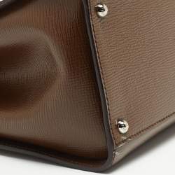 Pre Owned Dolce & Gabbana Brown Leather Large Miss Monica Top Handle Bag