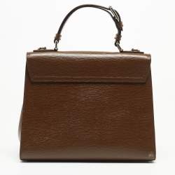 Pre Owned Dolce & Gabbana Brown Leather Large Miss Monica Top Handle Bag
