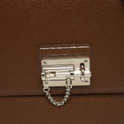 Pre Owned Dolce & Gabbana Brown Leather Large Miss Monica Top Handle Bag