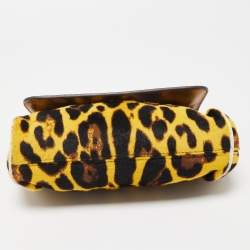 Pre Owned Dolce & Gabbana Multicolor Leopard Calfhair, Croc and Python Limited Edition Small Miss Sicily Top Handle Bag
