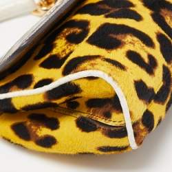 Pre Owned Dolce & Gabbana Multicolor Leopard Calfhair, Croc and Python Limited Edition Small Miss Sicily Top Handle Bag