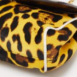 Pre Owned Dolce & Gabbana Multicolor Leopard Calfhair, Croc and Python Limited Edition Small Miss Sicily Top Handle Bag