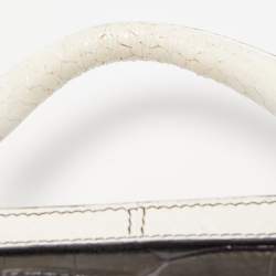 Pre Owned Dolce & Gabbana Multicolor Leopard Calfhair, Croc and Python Limited Edition Small Miss Sicily Top Handle Bag