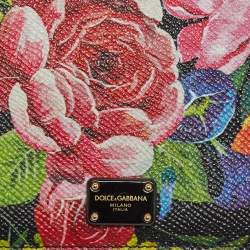 Dolce & Gabbana Multicolor Floral Print Leather Flap Clutch Bag