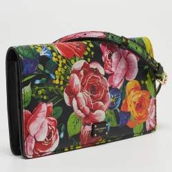 Dolce & Gabbana Multicolor Floral Print Leather Flap Clutch Bag