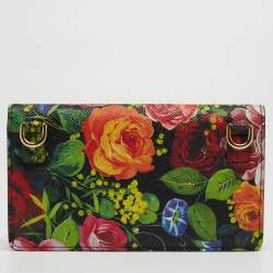 Dolce & Gabbana Multicolor Floral Print Leather Flap Clutch Bag
