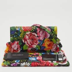 Dolce & Gabbana Multicolor Floral Print Leather Flap Clutch Bag