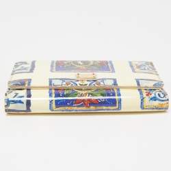 Pre Owned Dolce & Gabbana Cream/Multicolor Printed Trifold Wallet On Chain